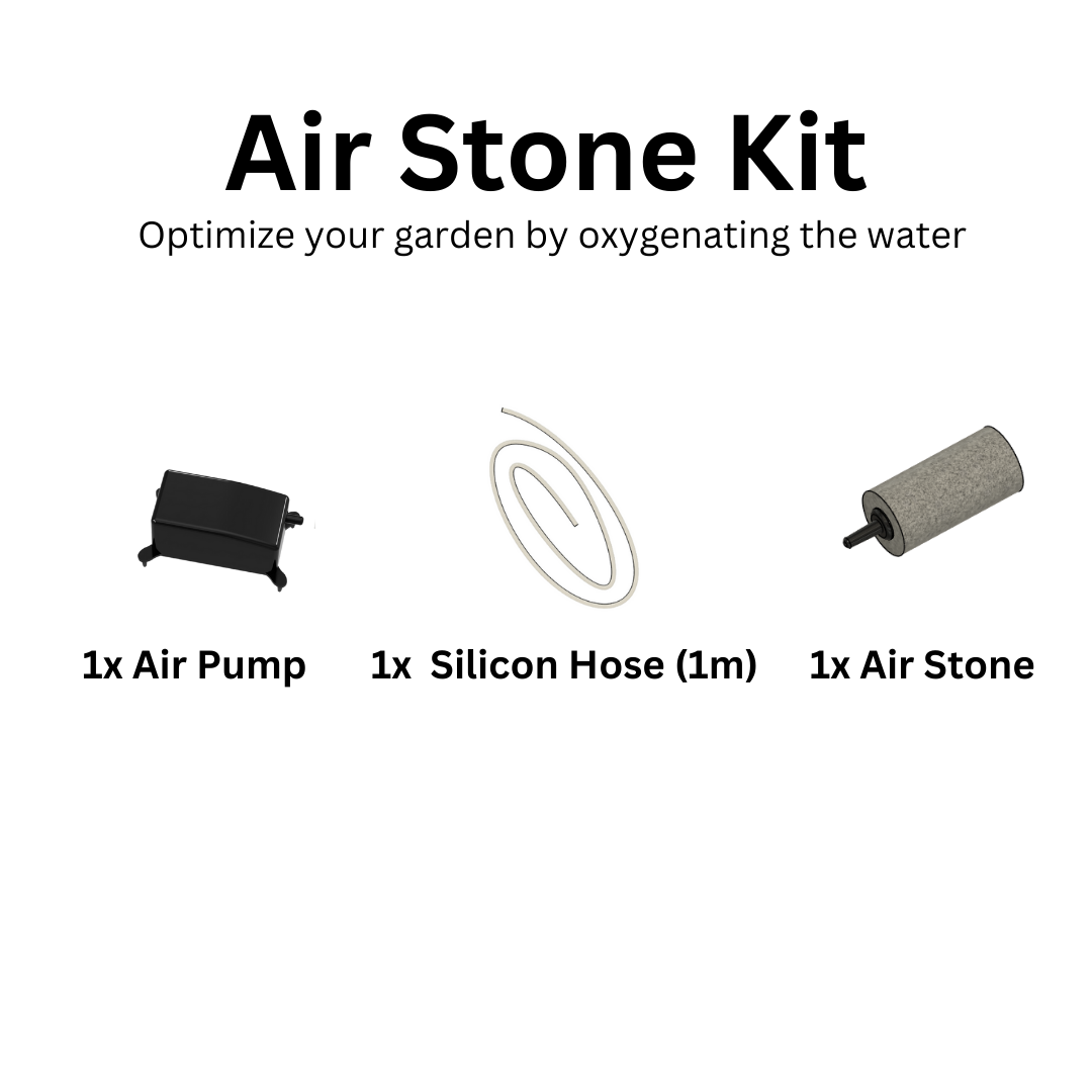 Hydroponic Indoor Garden Air stone kit for oxygenating water. Comes with air pump, hose and air stone