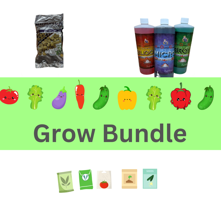 Grow bundle that includes everything you need to grow hydroponically. You get 50 rockwool plugs, 1 year worth of nutrients and seeds.