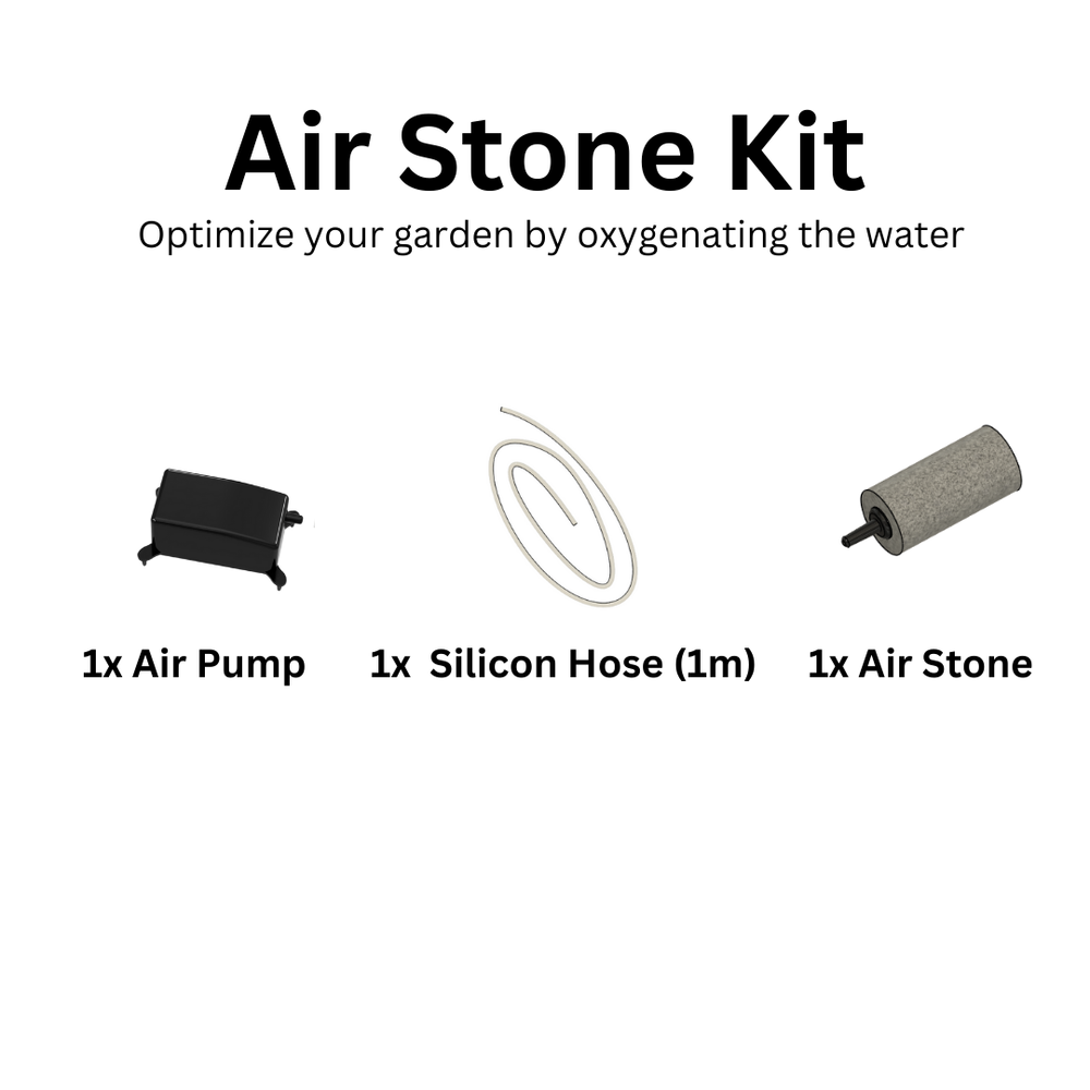 Hydroponic Indoor Garden Air stone kit for oxygenating water. Comes with air pump, hose and air stone