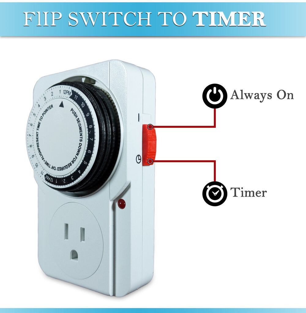 24 hour hydroponic timer on and off switch